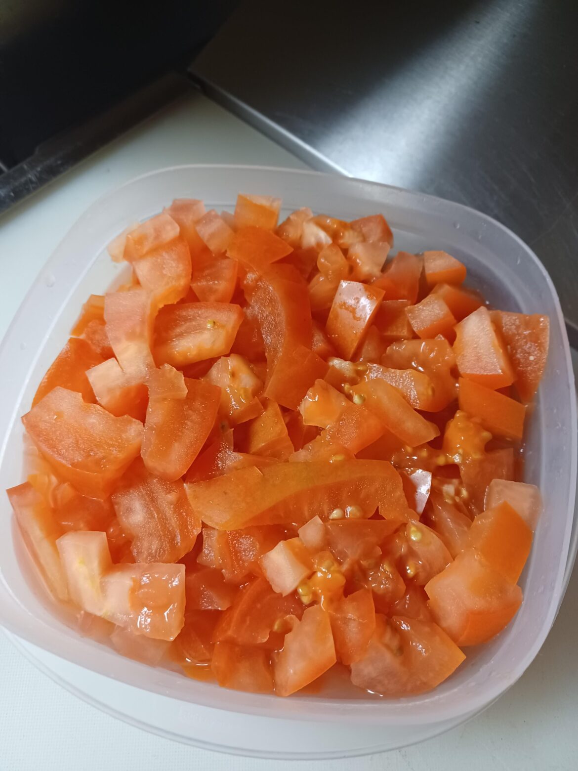 I would like to turn your attention to my boss' diced tomatoes.