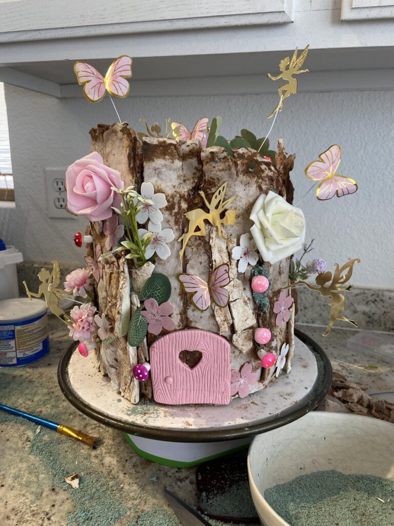 Fairy Garden Birch Stump Cake