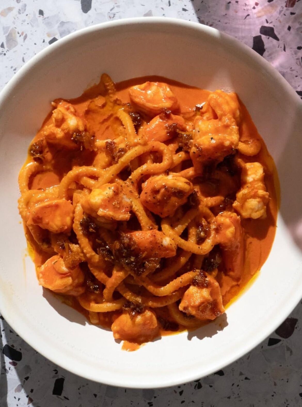 Spaghetti with XO Vodka Sauce.