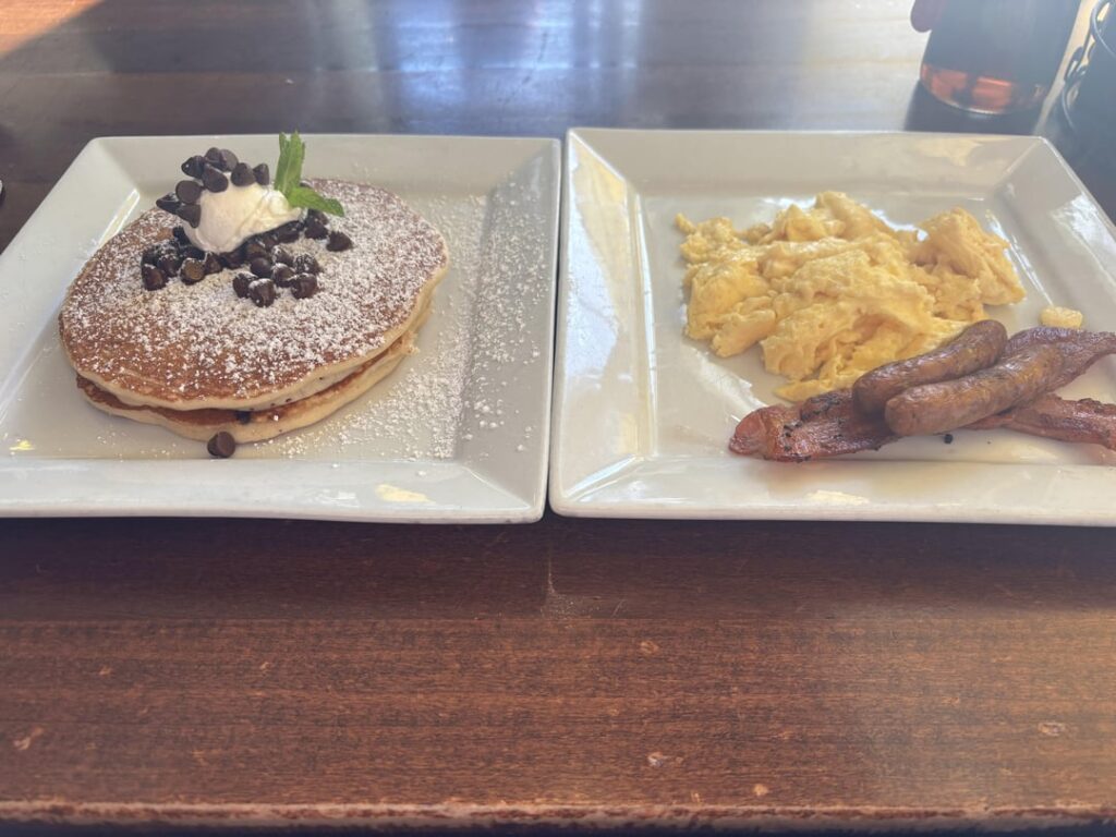 &Waffles - Chocolate Chip Pancake Combo