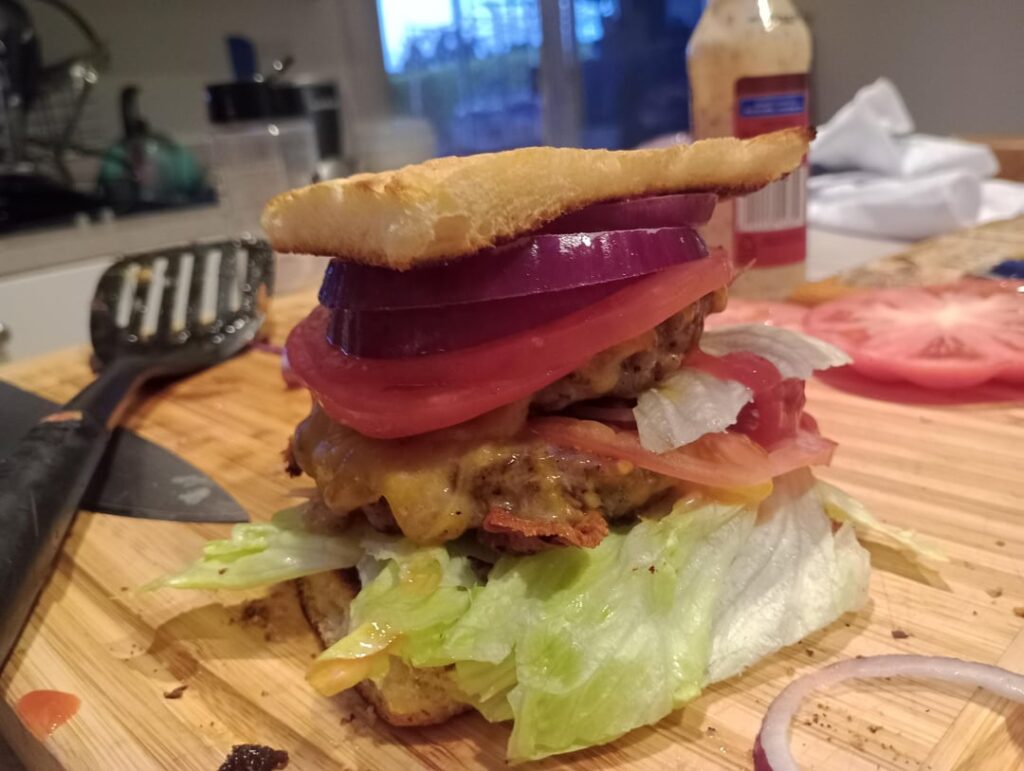 Double cheeseburger minus the pickle