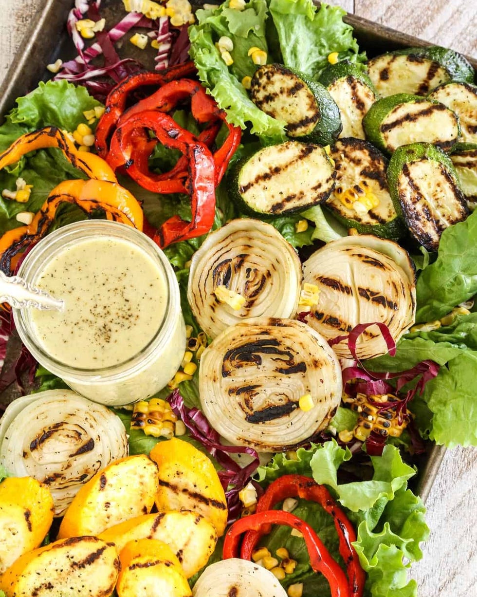 onion recipes grilled veggie salad with grilled vidalia onion dressing