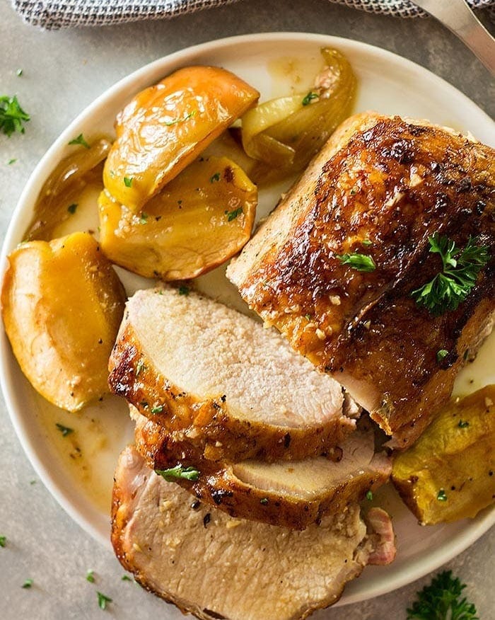 onion recipes maple pork roast with apples and onions