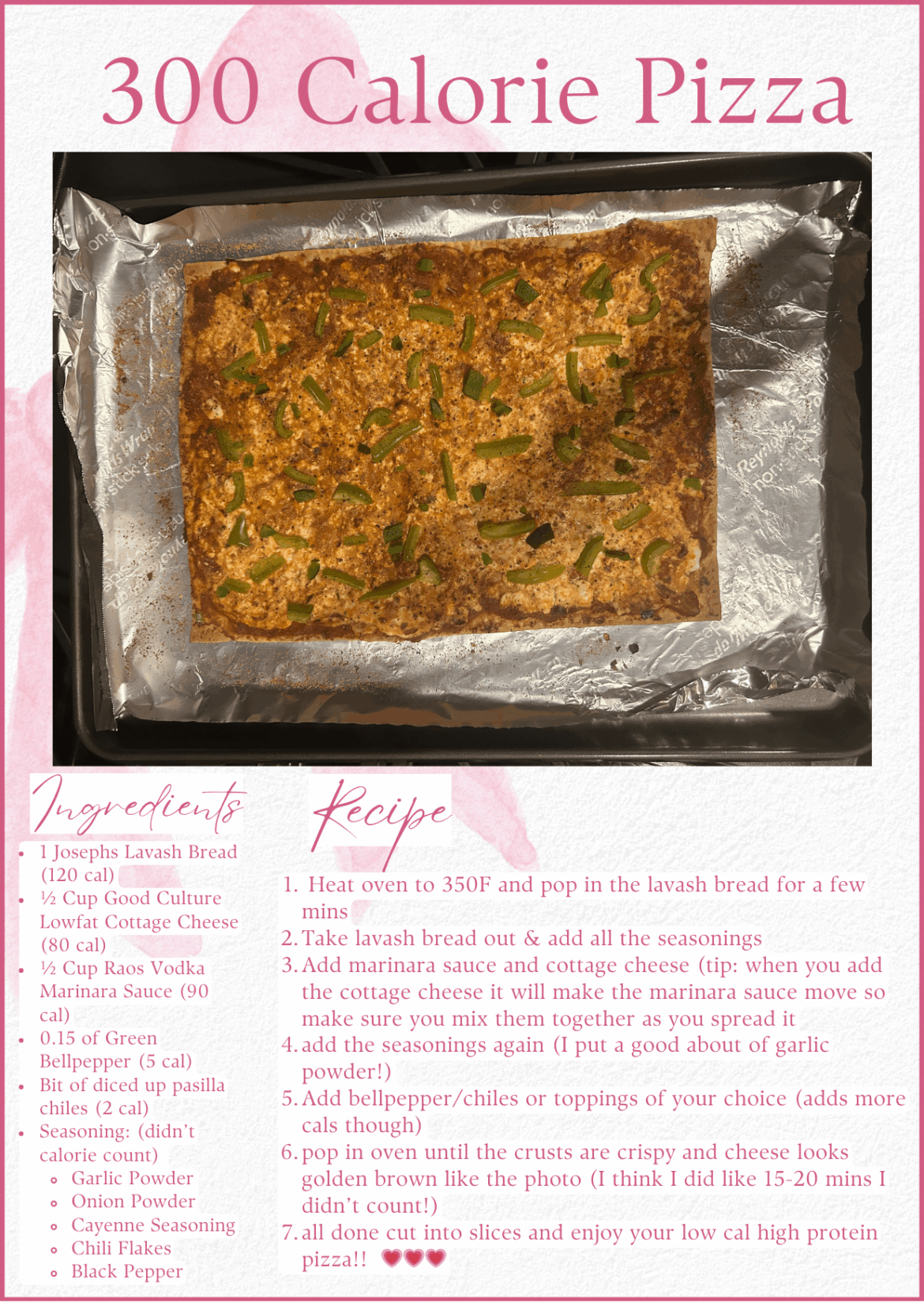 300 CALORIES FOR ENTIRE PIZZA & 29.5 GRAMS OF PROTEIN