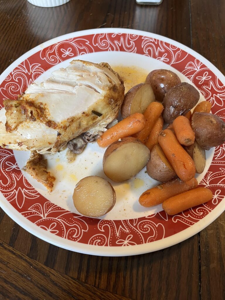 Whole chicken and veggies