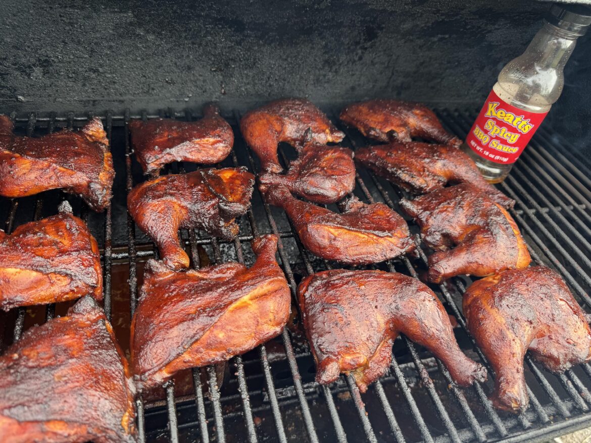 Chicken quarters over Red Oak