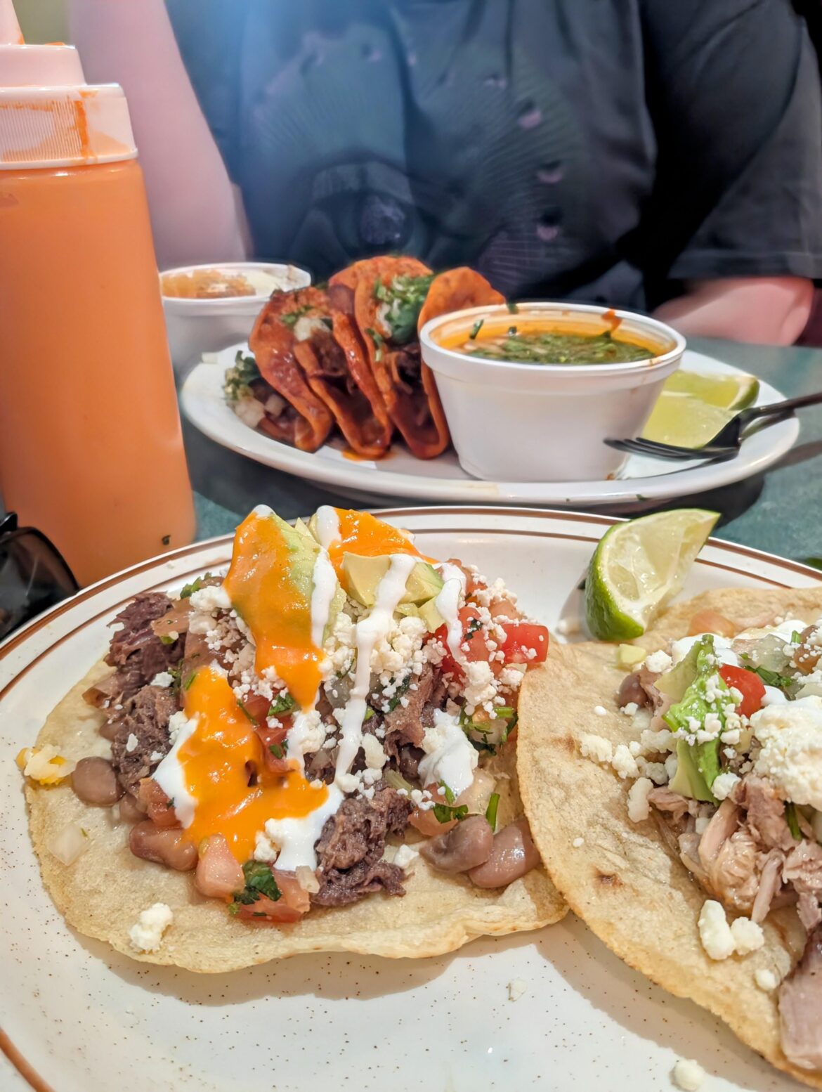 Carnitas, lengua, and birra. They hit the spot