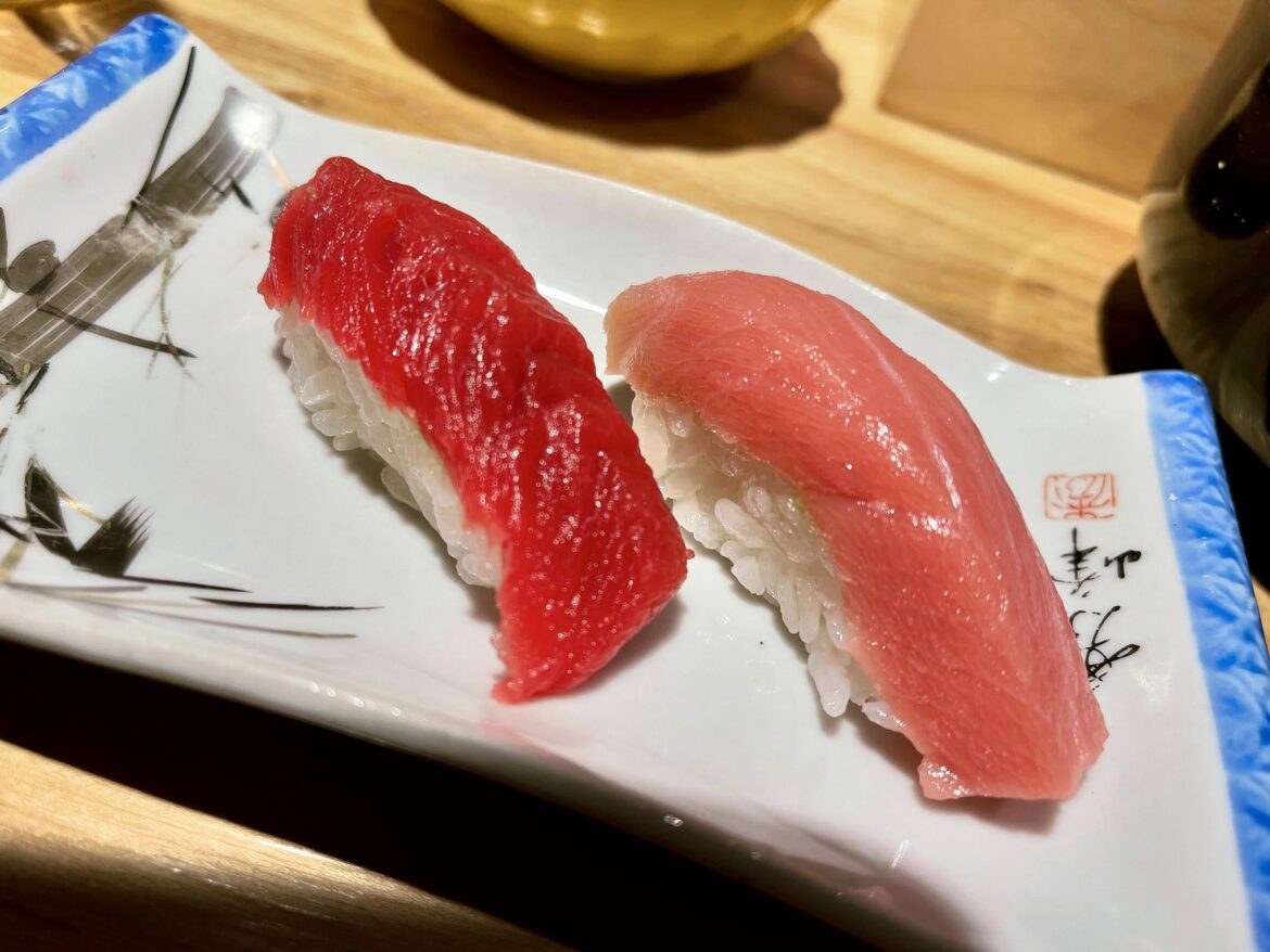 Tuna cut from two different areas of the same fish