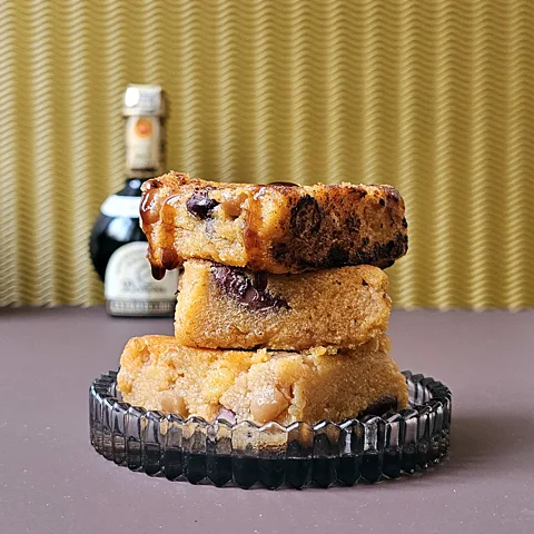 Priya Mani These polenta cakes, called calzogatti, are drizzled with balsamic, aka "black gold" (Credit: Priya Mani)