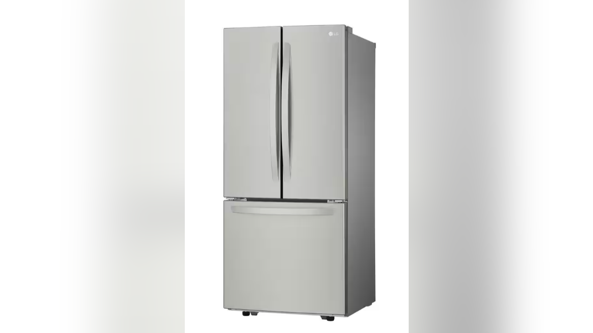 A large French door refrigerator with an ice machine. 