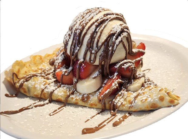 The La Grande Crepe, and all sweet and savory crepes from Leonidas Cafe Chocolaterie on Evanston's Central Street, will sold at a discount during Central Street Restaurant Week. Twelve other restaurants are participating in the first restaurant week. (Marie Douailly)