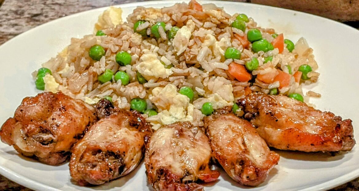 Sweet and Spicy Thai Chicken Wings and Egg Fried Rice