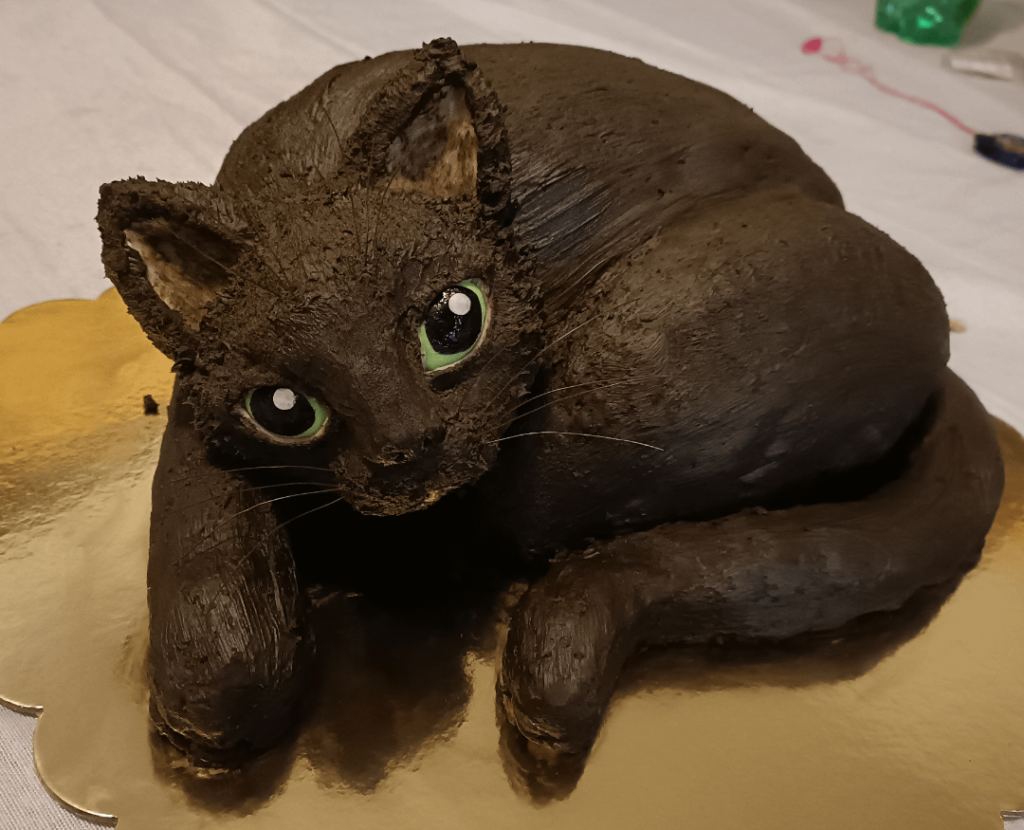 I made a cake for my SO's birthday that looks like his cat