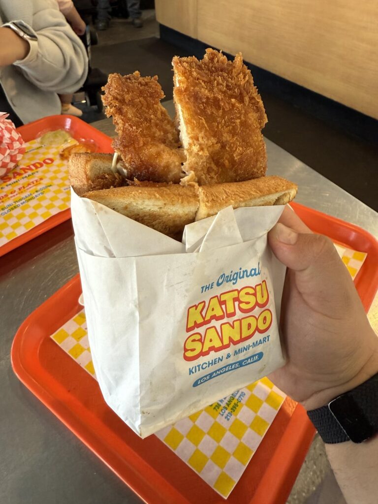 Enjoying a chicken katsu sando in LA