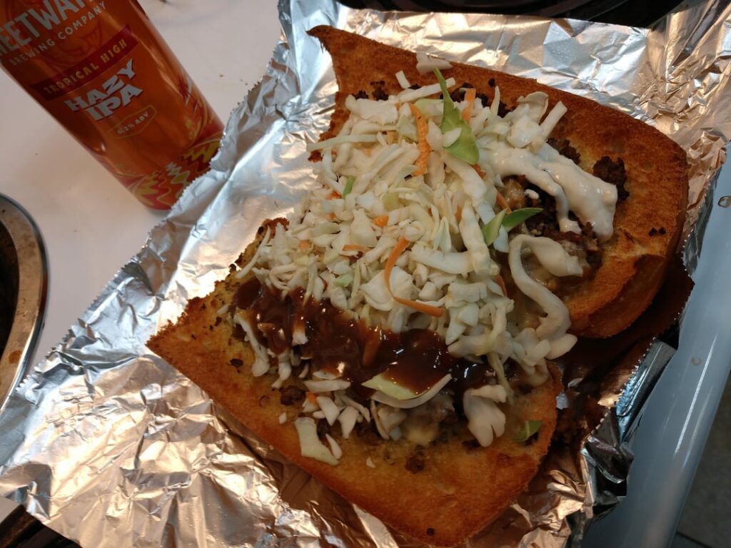 Garlic bread Gouda ch steak kinda.