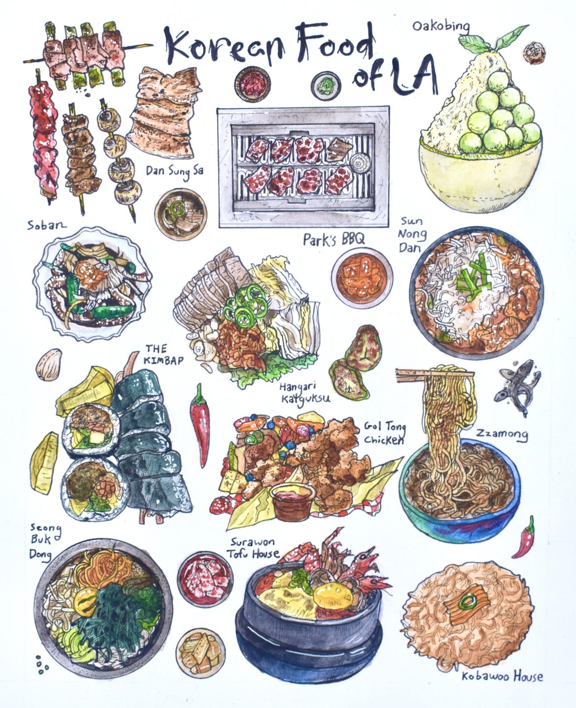 I Recently Moved to LA and Painted Some Popular Foods From The City!