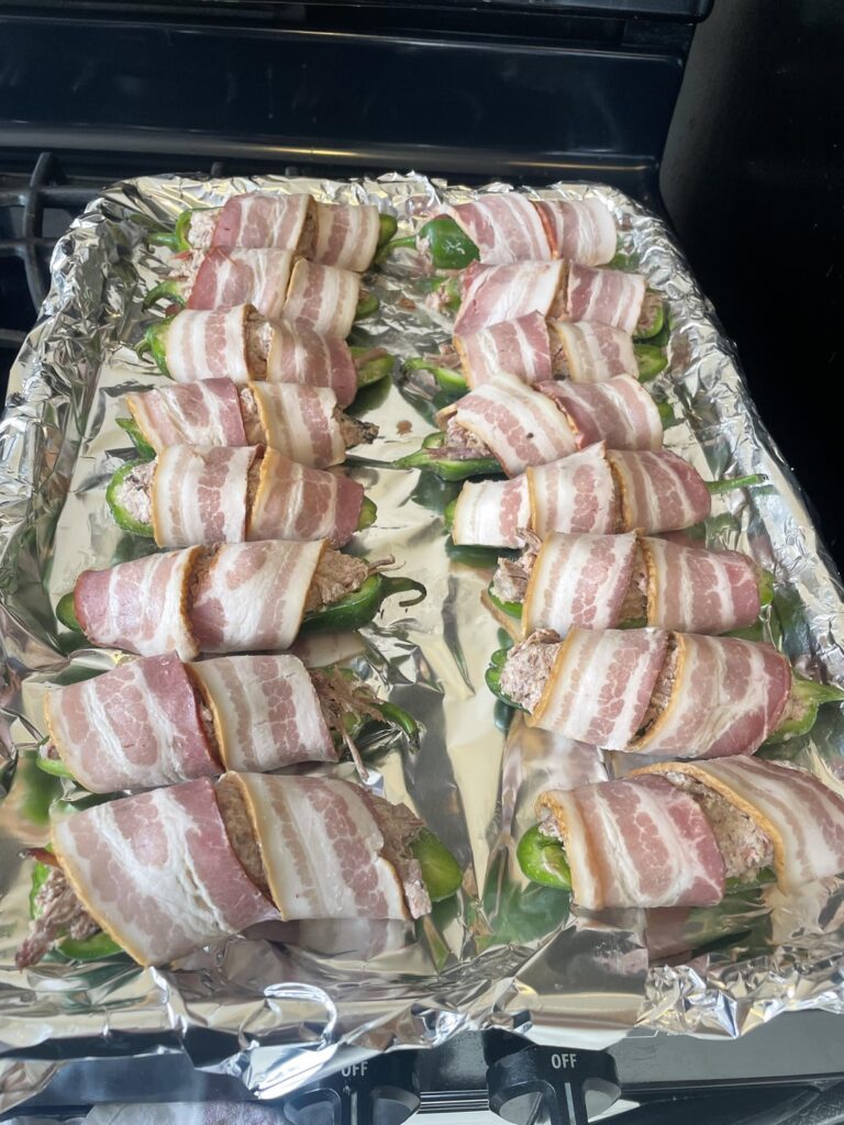 Jalapeño poppers stuffed with brisket