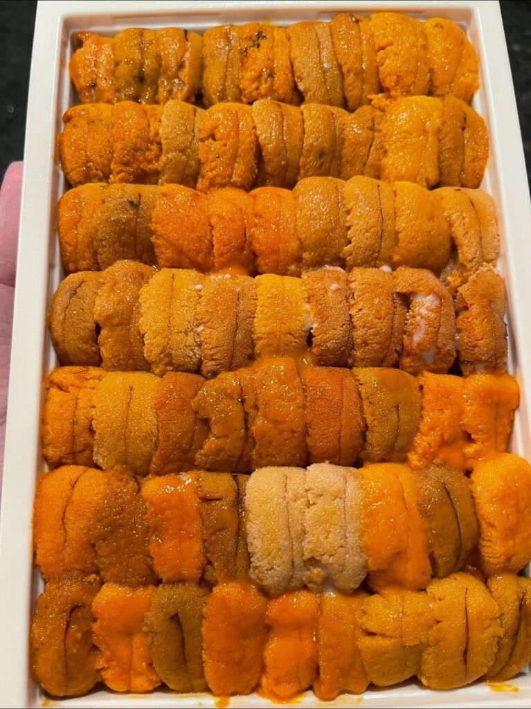 Rate this mini spread :) uni, hamachi, ikura, and sake…. Fresh off the boat Hawaiian deep sea akaebi w/fresh grated wasabi.