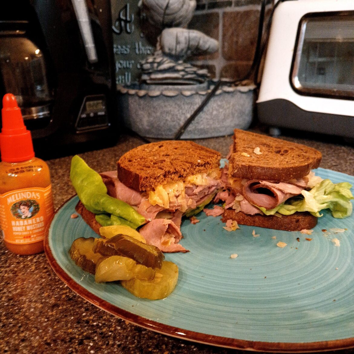 Reaben Sandwich, great with Melinda's hot mustard sauce.