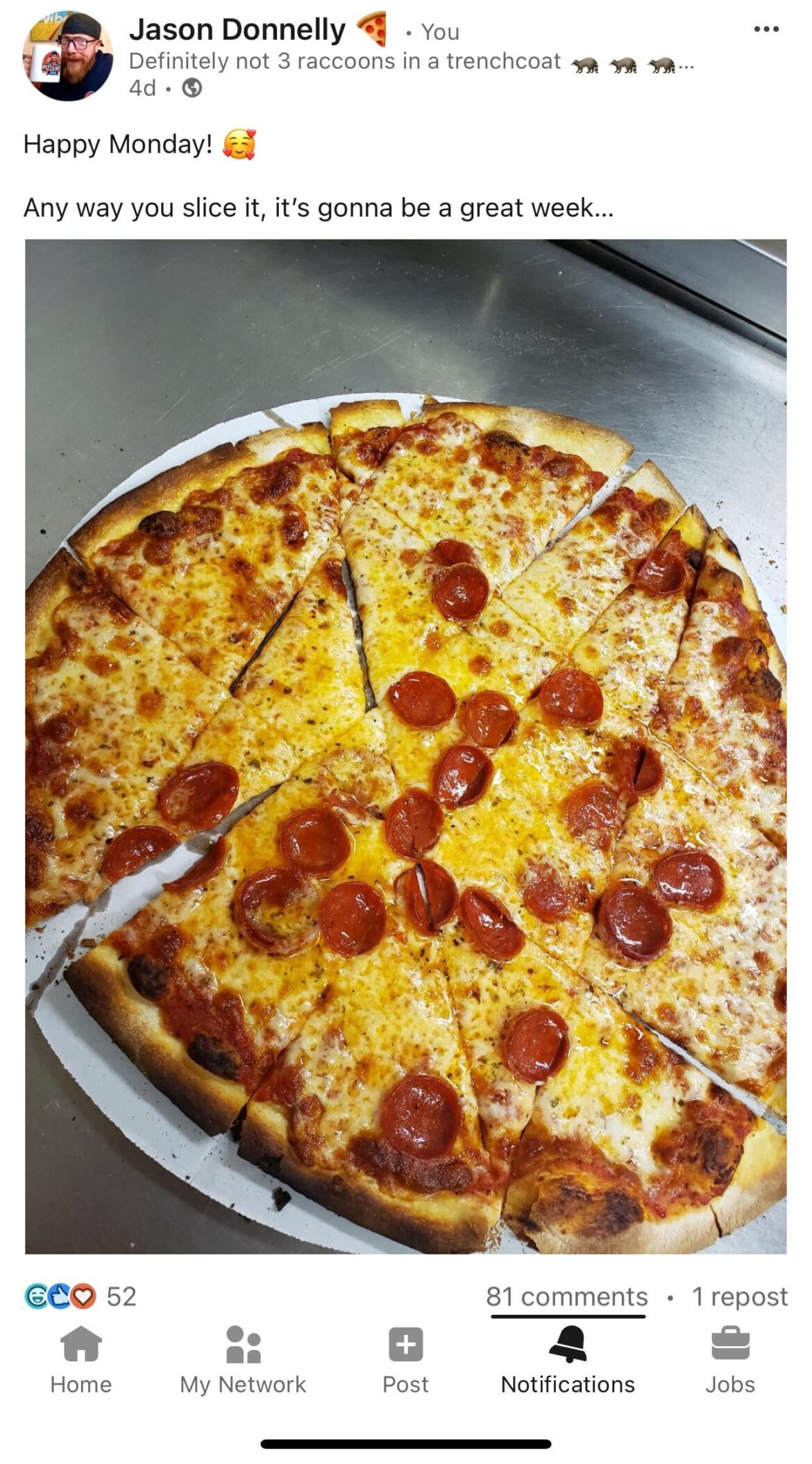 Why is there so much pizza on LinkedIn???