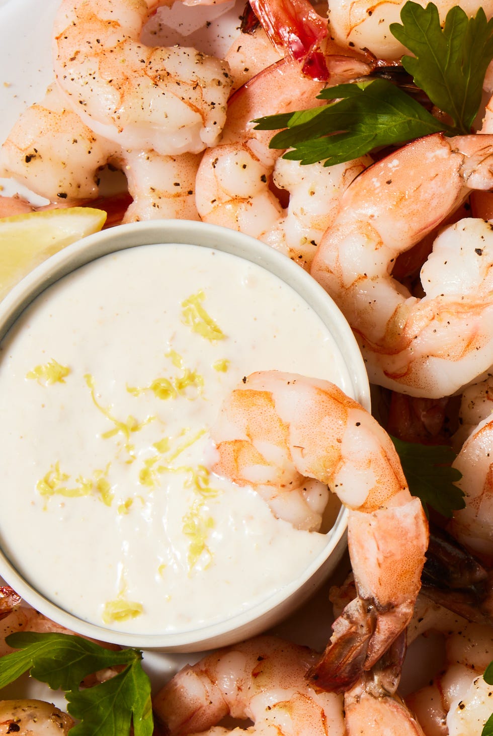 roasted shrimp cocktail with lemon horseradish aioli