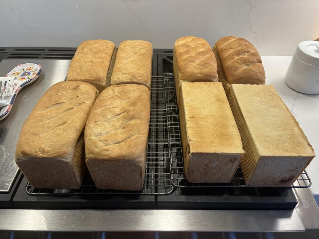 Eight loaves, sliced and bagged for loved ones this Easter (and a couple for the freezer)