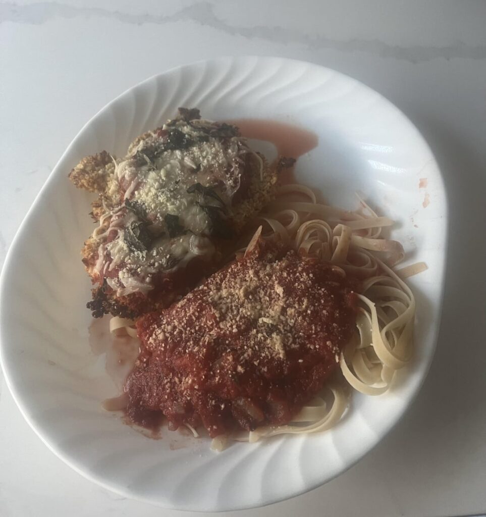 Chicken Parm and Pasta for under 600 calories