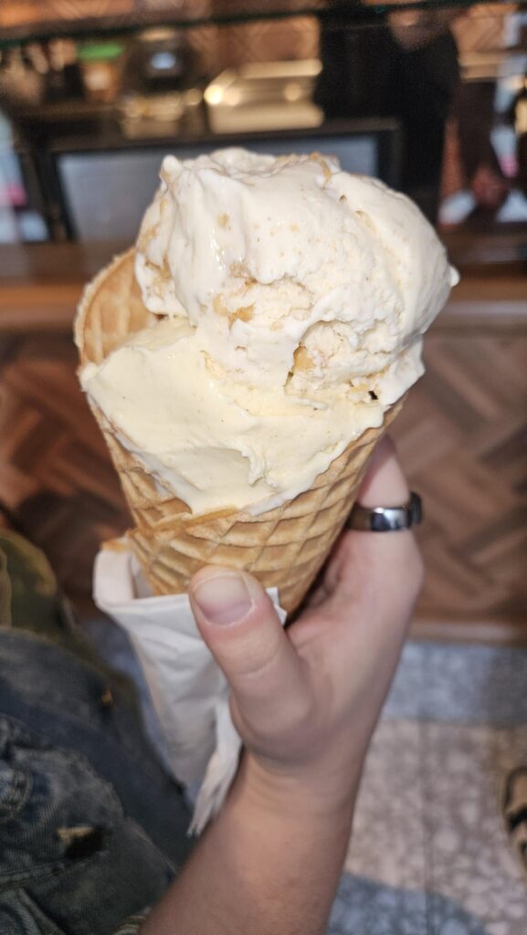 Ice Cream from Salt and Straw: Boozy eggnog and chocolate babka.