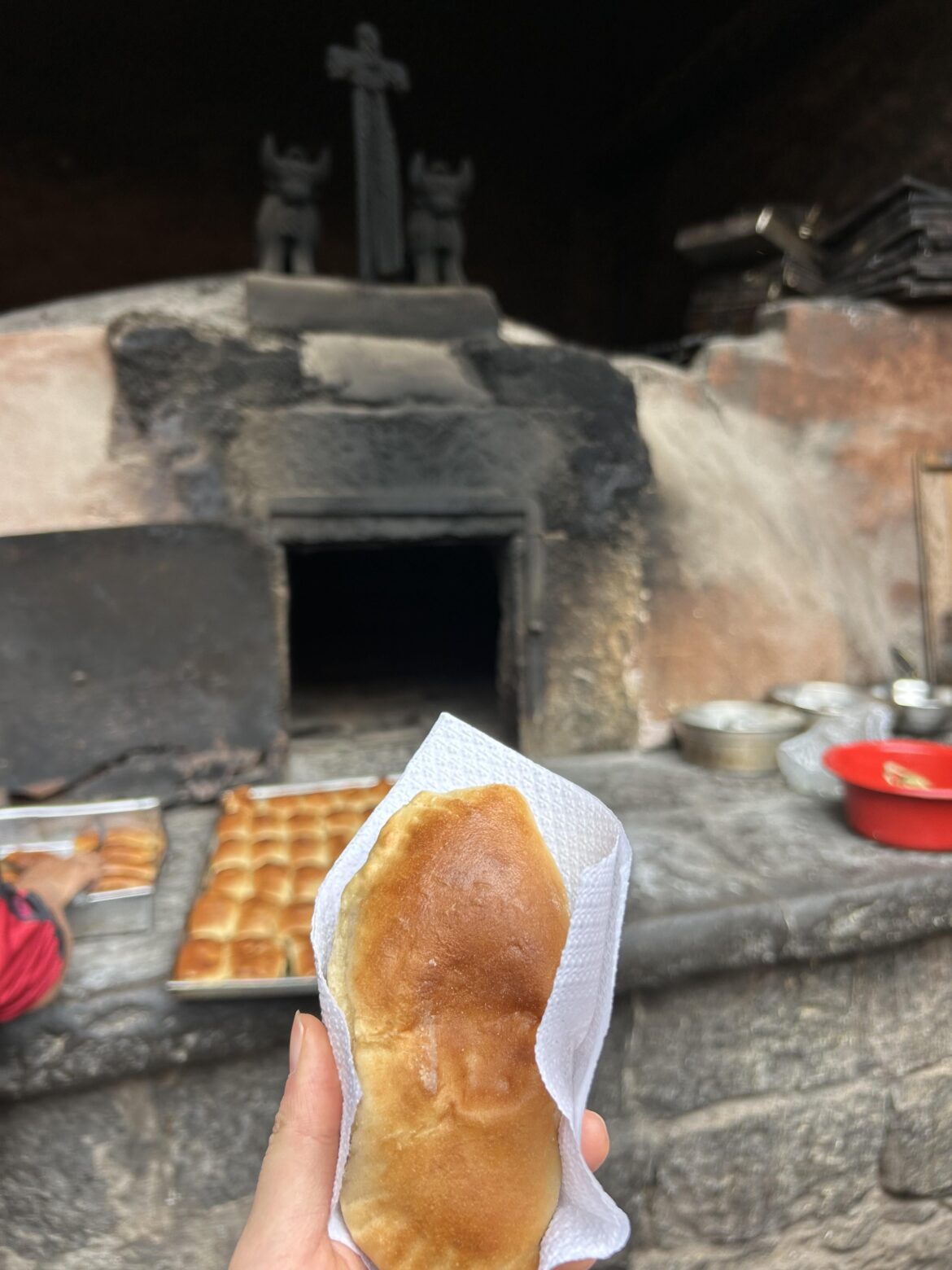 Freshly baked ham and cheese empanadas in Peru