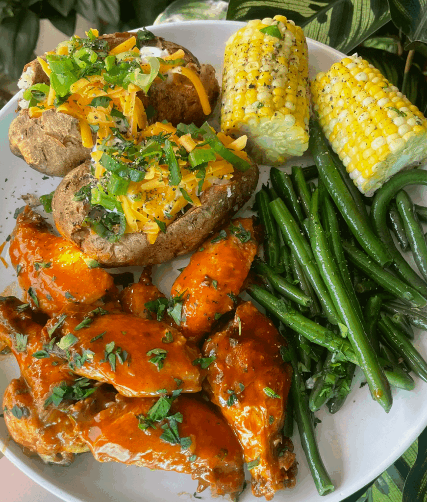 Extra garlicky buffalo oven baked wings for dinner