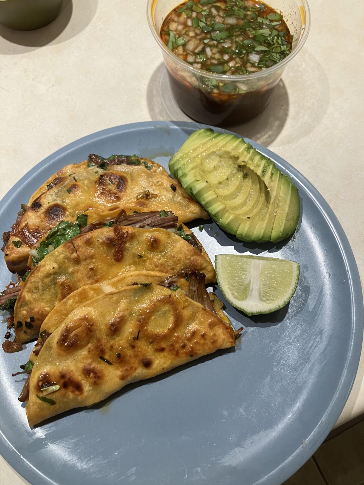 Quesabirria style with beef short ribs.