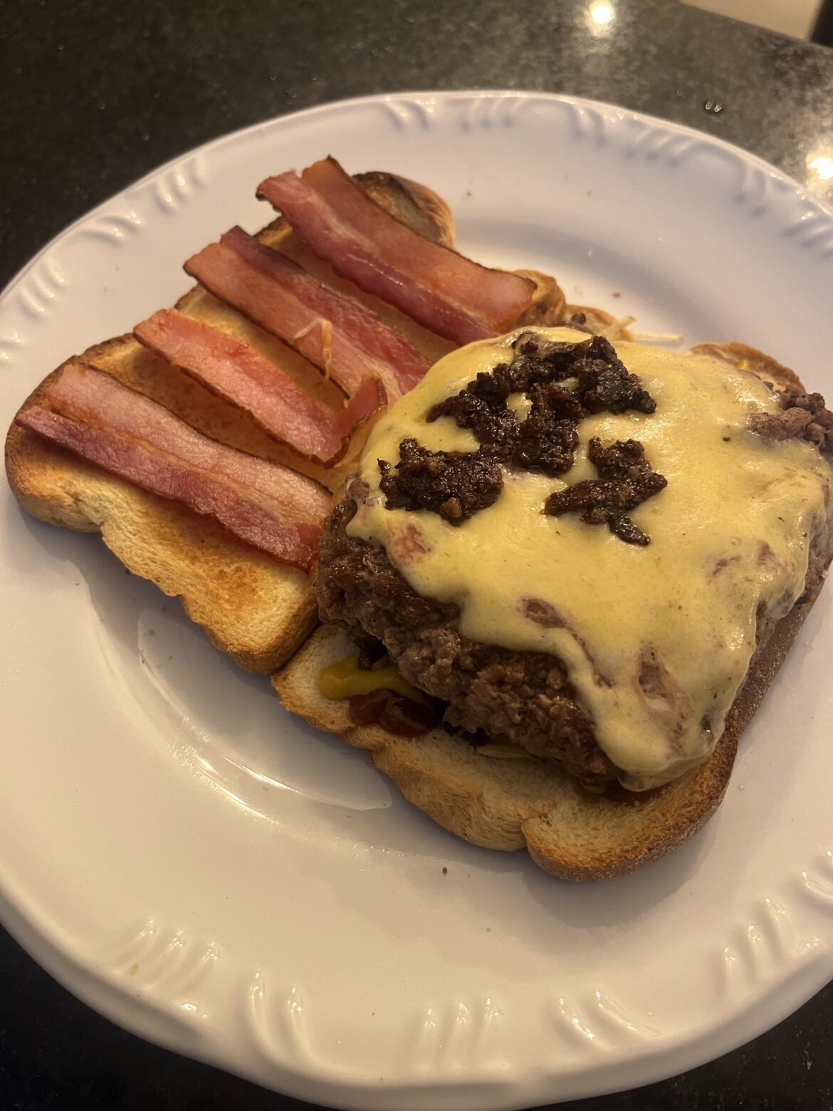 Cheese bacon on corn bread