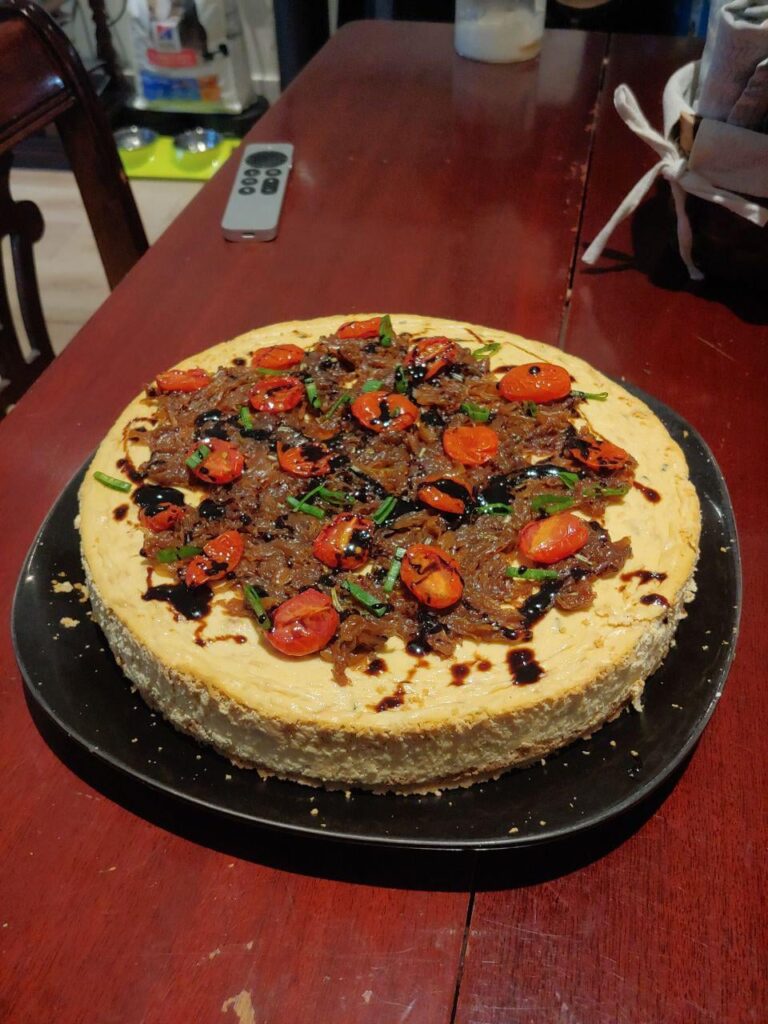 The philistines at r/food didn't appreciate it, but here's my caramelized onion cheesecake