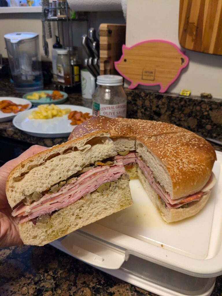 Dad loved Muffalettas, so made one to honor his birthday