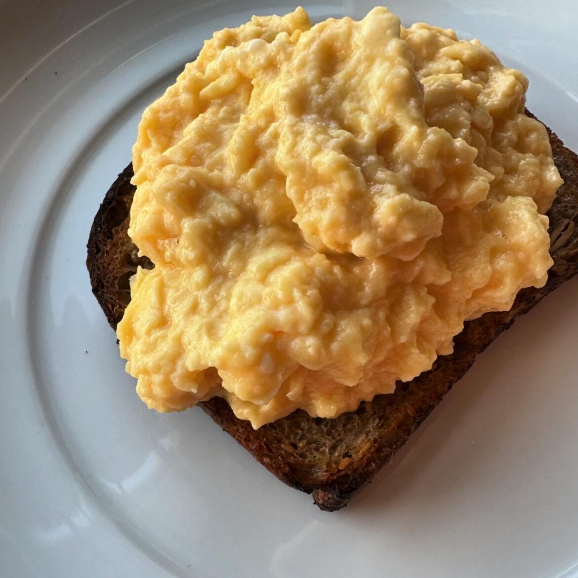 Custardy eggs on crispy toast