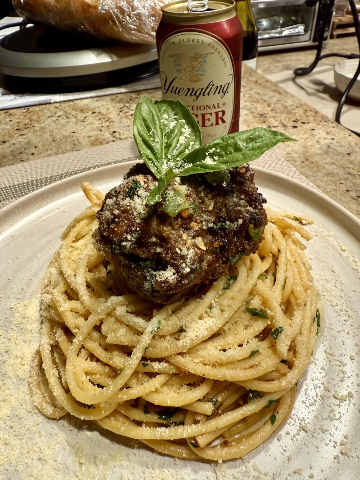 Trying to class it up tonight and went with the swirly swirl with meatball on top..