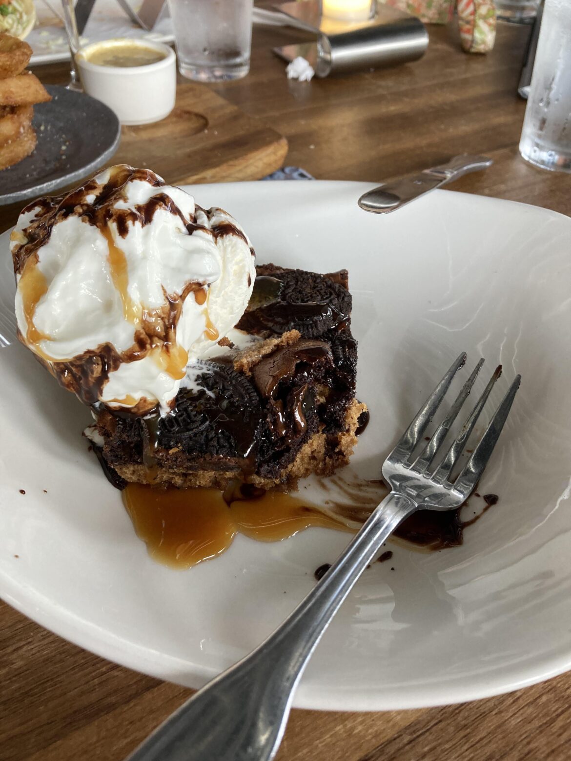“brookie” topped with ice cream