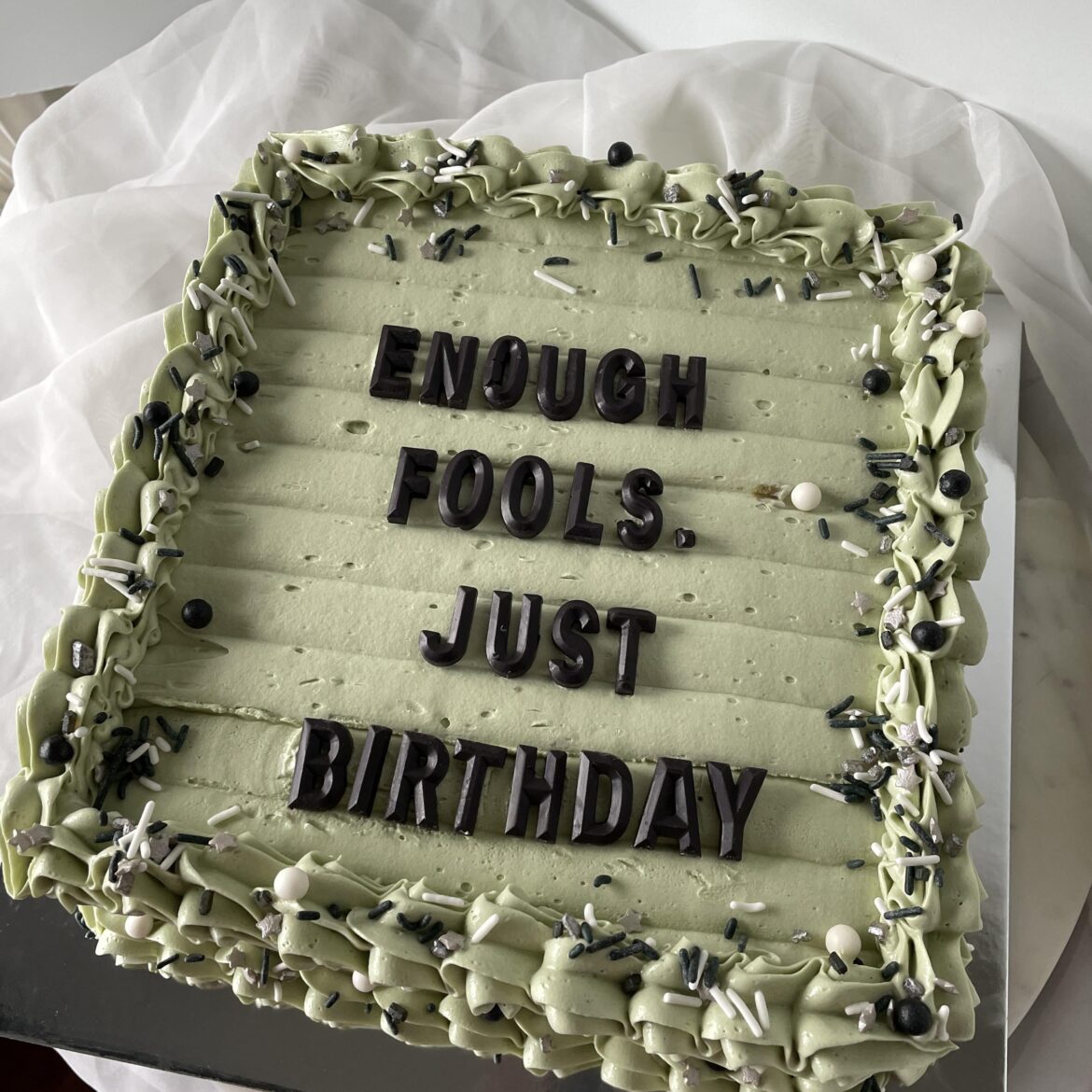 Made my own April Fool’s Day birthday cake.