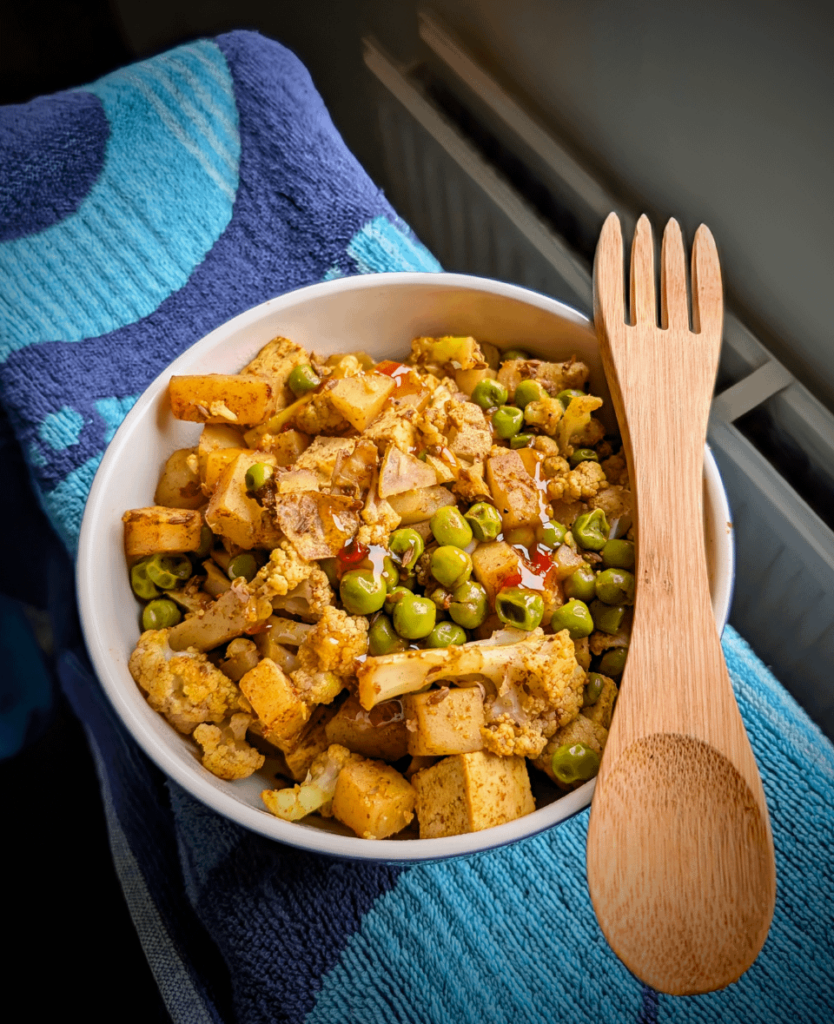 Potato cauliflower tofu and peas shaak Potato cauliflower tofu and peas shaak