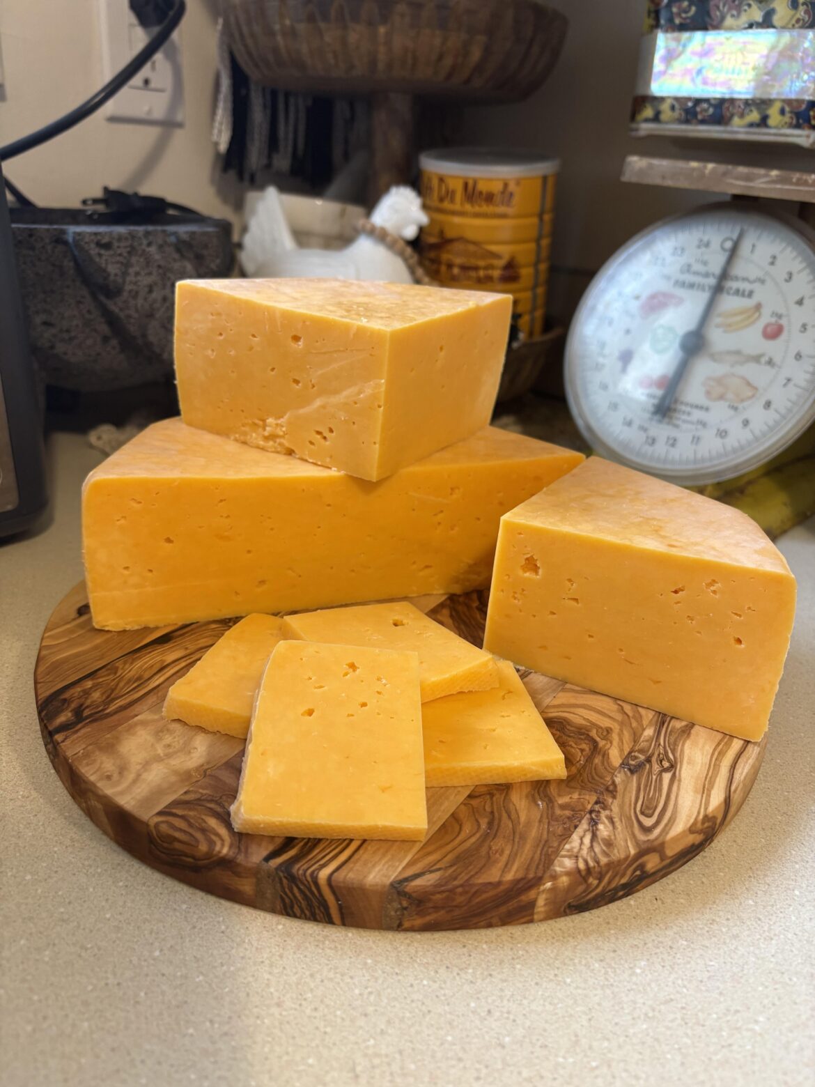 Homemade Edam cheese. It’s soft and delightful. Heaven on a grilled cheese sandwich!