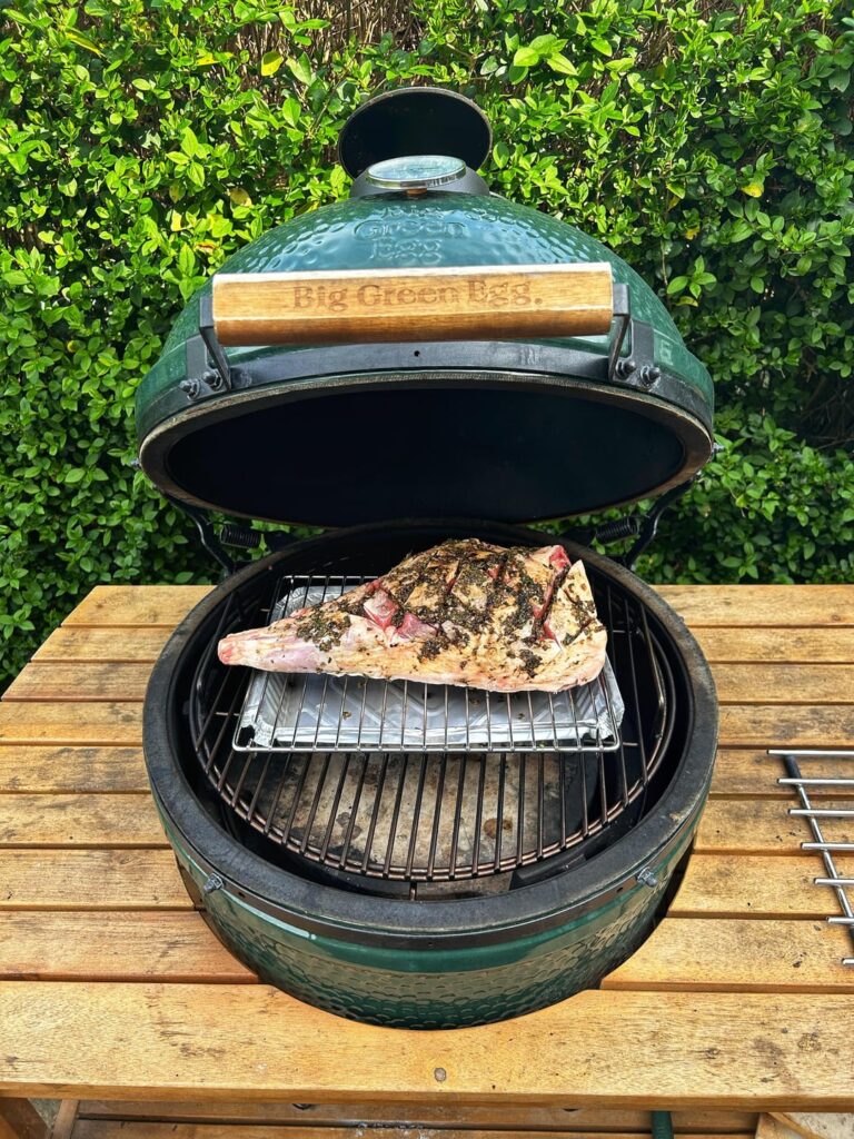 Black garlic and rosemary leg of lamb