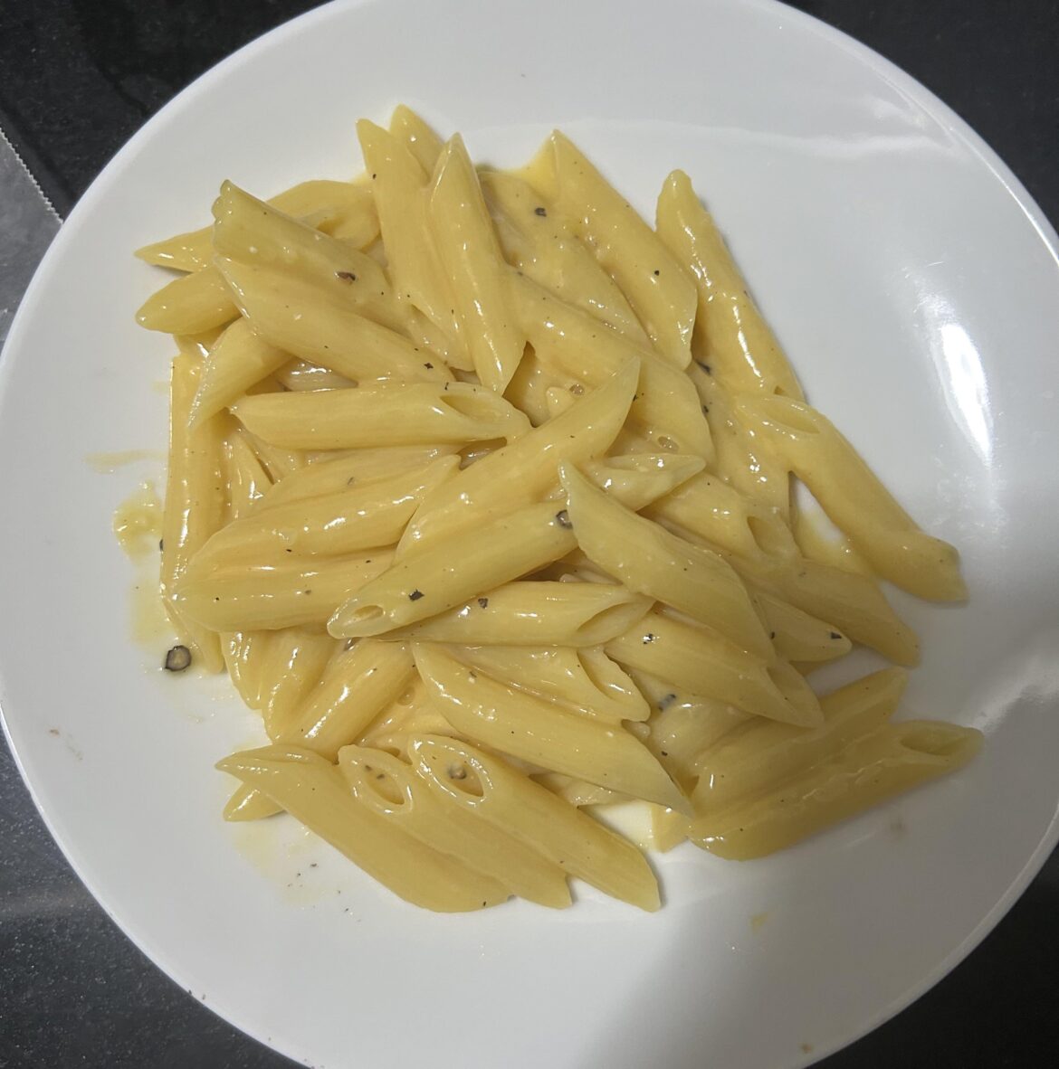 carbonara but I didn’t have guanciale or spaghetti