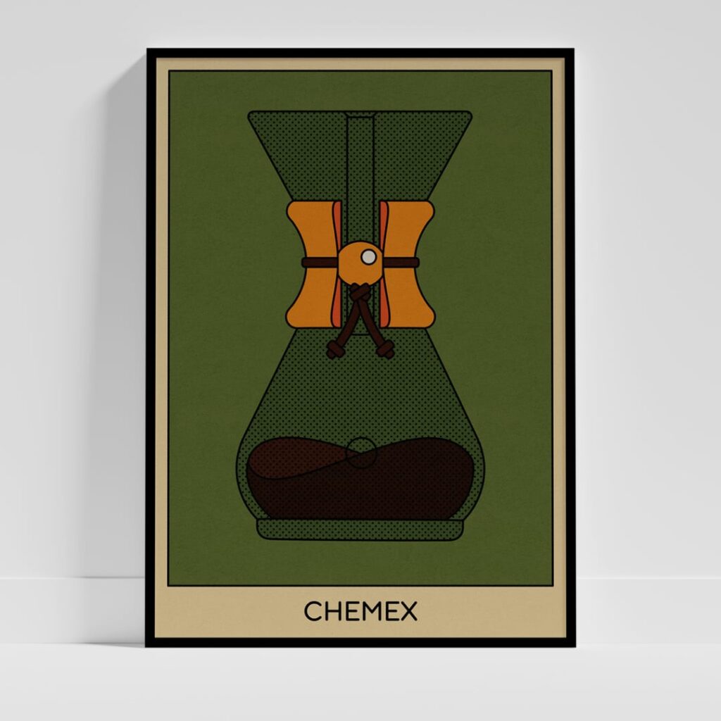 Illustrated this bold chemex print. Wondering what colour option people prefer?