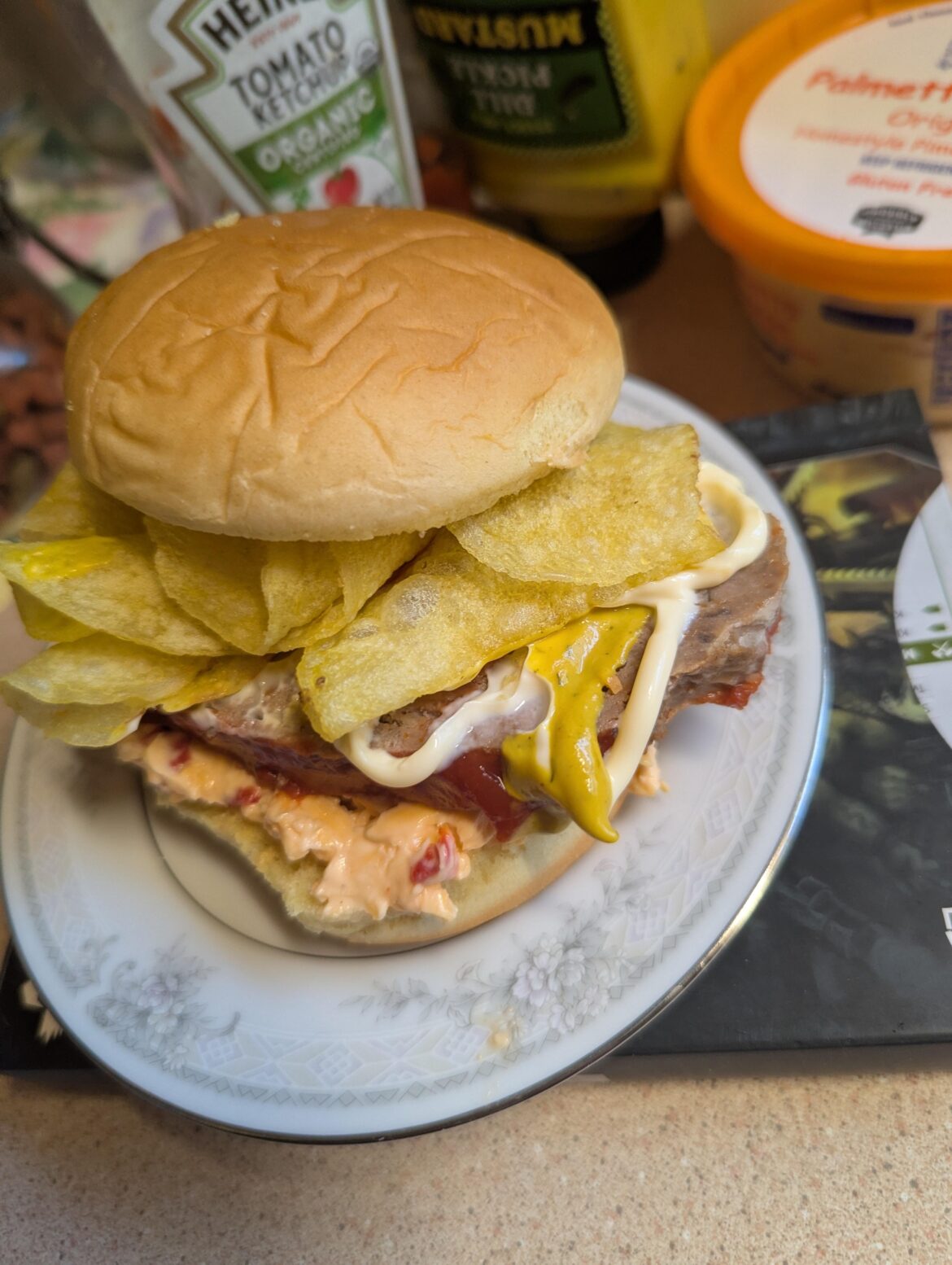 Cold meatloaf, pimento cheese, and fat man's lettuce