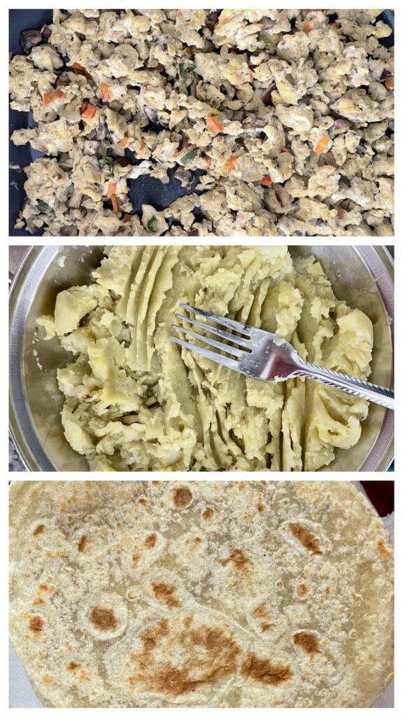 Breakfast Egg & Veg Burritos w Roti