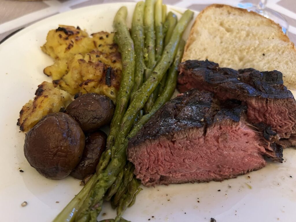 Tenderloin steaks 129° for 2 hours then finish on charcoal chimney