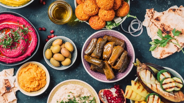 Mezze feast spread