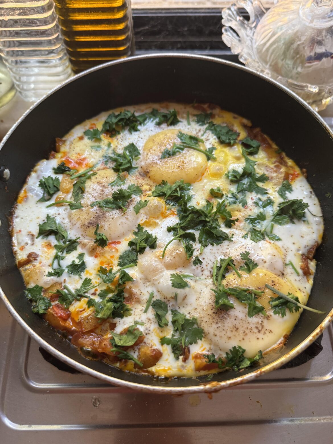 Eggs on fried potatoes!