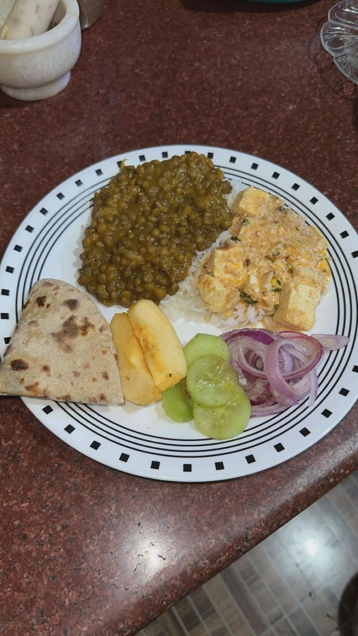 Rate my brunch 😁 Today i forgot to have my morning breakfast, That's why am eating chappathi and rice together for my lunch😋😅
