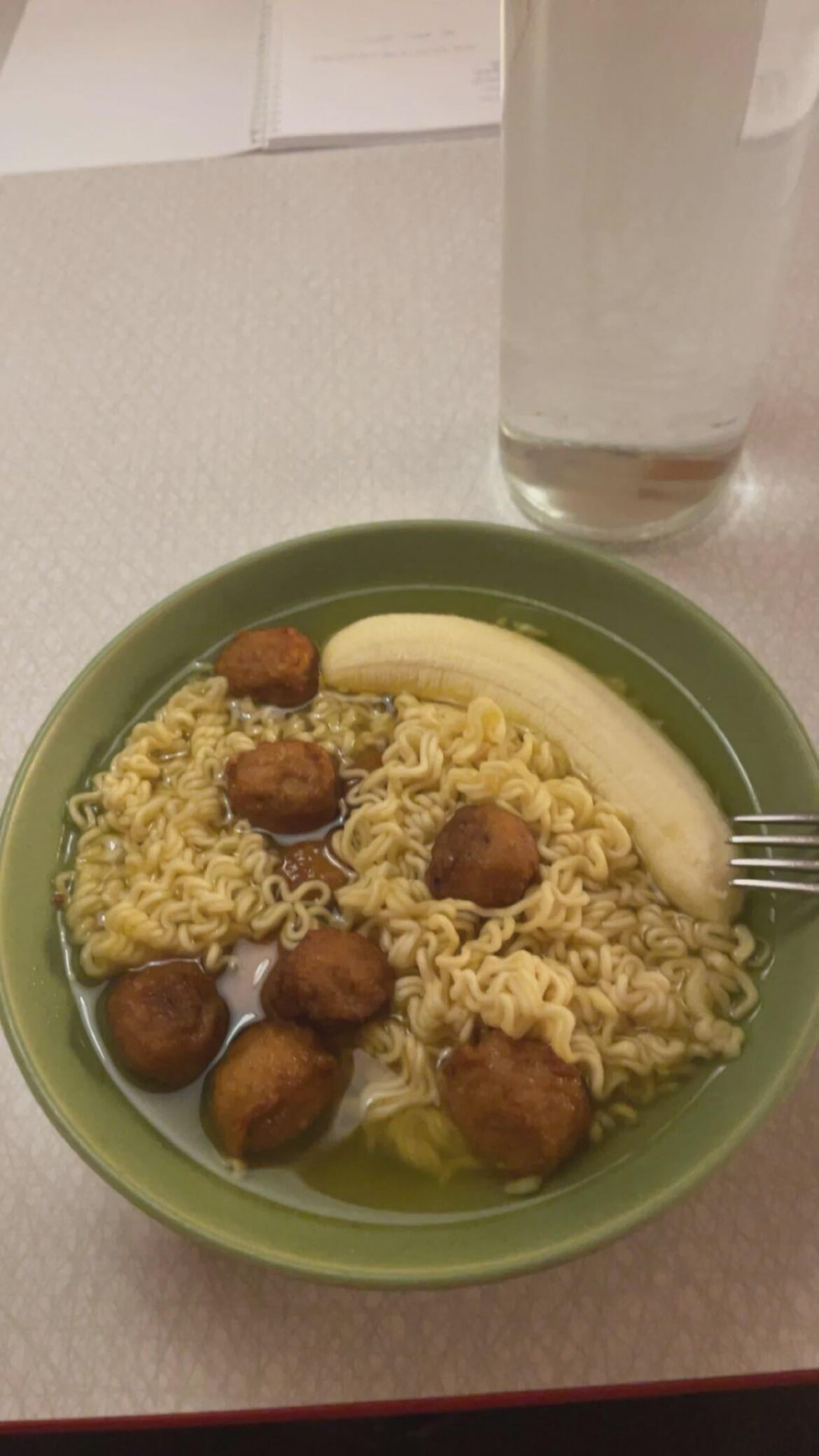 Posted in a Swedish sub: instant noodles, ready made meatballs and ... yeah